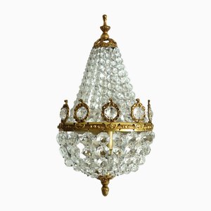 Palwa Brass Lead Crystal Wall Lamps, 1960s, Set of 2