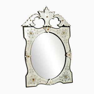 Miroir Vénitien Antique en Verre Gravé, Italie, 1900s