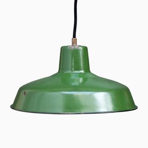 Grüne französische Vintage Hängelampe aus Emaille