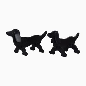 Bassets Andirons in the style of Edouard Schenk, 1930s, Set of 2