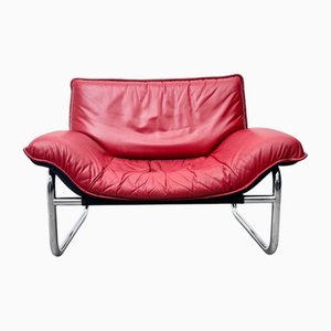 Poltrona Bauhaus in pelle di Johan Bertil Häggström per Ikea, anni '70