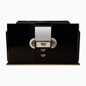Art Deco Sideboard in Black Lacquer with Marble, 1930
