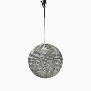 Große Mid-Century Modern Hängelampen aus Messing & Musterglas, Prag, 1960er