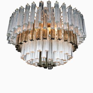 Large Two-Colored Six-Tier Crystal Chandelier from Venini, Italy, 1960s