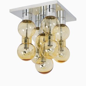 Große Murano Glasröhren Flushmount Chrome zugeschrieben Doria, Deutschland, 1960er