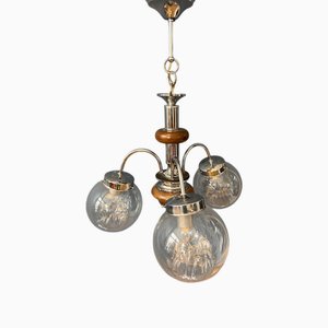 Lustre Vintage en Verre Murano avec Structure en Chrome
