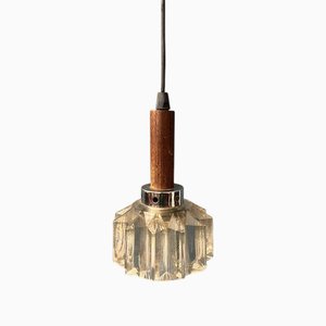Small Mid-Century Crystal Glass Pendant Lamp
