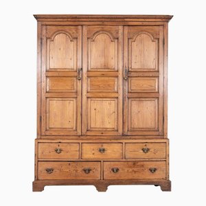 Large English Georgian Pine Linen Cupboard, 1790s