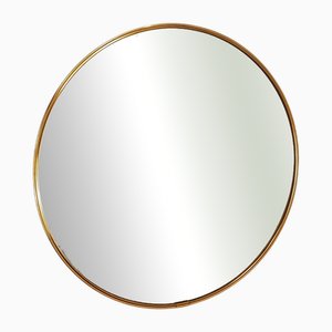 Vintage Round Brass Mirror, 1970s