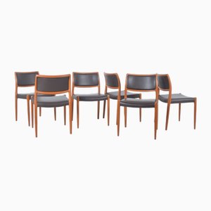 Chairs Model 80 by Niels Møller for J.L. Møllers, 1960s, Set of 6