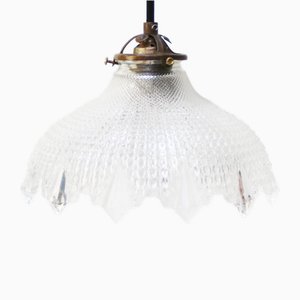 Vintage Glass and Brass Pendant Light from Holophane