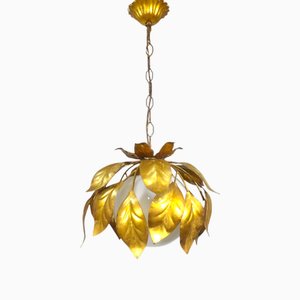 Florentiner Hanging Light in Milk Glass with Gold attributed to Hans Kögl, 1970s