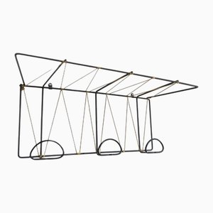 Schwarze Garderobe aus Stahl & Scoubidou Draht, 1960er