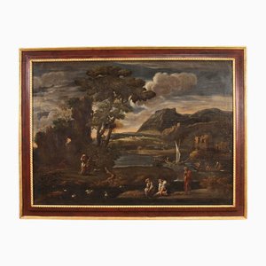 Artista italiano, Marina, 1770, óleo sobre lienzo, enmarcado
