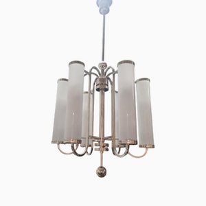 Lampadario Art Déco in ottone e nichel