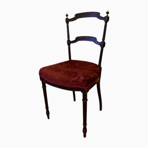 Napolean III Side Chair in Burgungy Red Velvet Upholstery Ebonised Wood, 1890