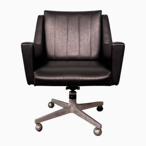 Vintage Italian Office Armchair in Leather and Steel, 1970s