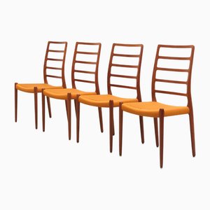 Model 82 Dining Chairs by Niels Møller for J.L. Møllers Furniture Factory, 1960s, Set of 4