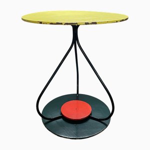 Table d'Appoint Industrielle en Métal et Bois, France, 1950s