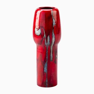 Tall Vase in Glazed Majolica by Ivo Sassi, Faenza, Italy, 1950s