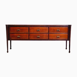 6-Drawer Console Cupboard in Wood and Glass from Brembilla, 1950s-1960s