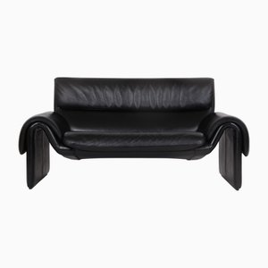 Divano DS-2011 in pelle nera di de Sede, anni '60