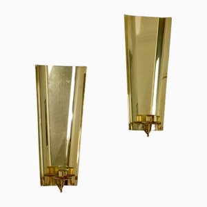 Schwedische Mid-Century Messing Wandleuchten von Eklofs, 2er Set
