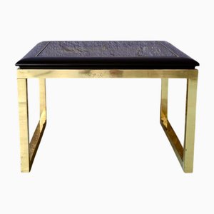 Table Basse Hollywood Regency en Métal Doré et Verre