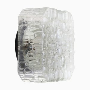 Quadratische Mid-Century Wandleuchte aus Klarglas