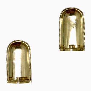 Schwedische Mid-Century Messing Wandleuchten, 2er Set