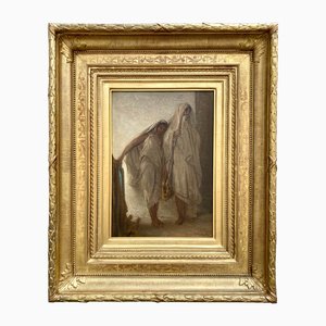 Jean François Portaels, Veiled Girls in Tangier, 1800s, Oil on Canvas, Framed