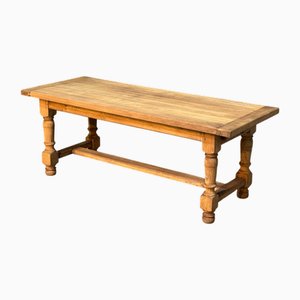 Mesa de comedor francesa de roble blanqueado, 1925