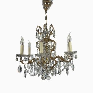 Brass Lead Crystal Chandelier with 7 Lights from Palwa, 1960s