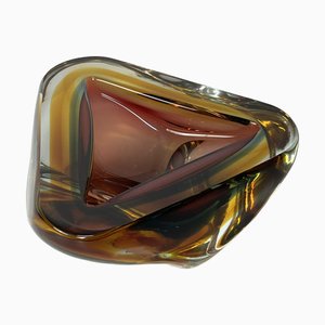 Large Mid-Century Amber Murano Glass Ashtray, 1960s
