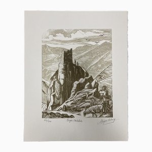 Armand Fayein-Chabanon, Ardèchois Shepherd, Engraving, 1995