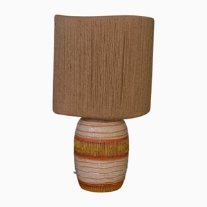 Lampe en Céramique avec Abat-Jour en Lin, 1960s