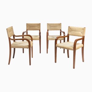Risiedo Dining Chairs in Rope and Walnut by Luca Meda for Molteni, Italy, 1980s, Set of 4