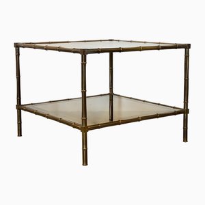 Faux Bamboo Brass Coffee Table from Maison Bagues, 1970s