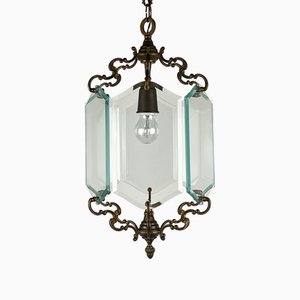 Vintage Bronze Pendant Lamp in the style of Pietro Chiesa for Fontana Arte, Italy, 1950s