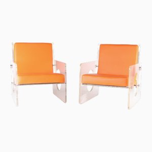 Acrylic Glass Armchairs, 1970s, Set of 2