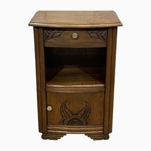 Art Deco Oak Bedside Table, 1950s