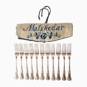 Swedish Dessert Forks by Adolf Braese, 1890s, Set of 11