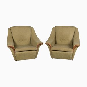 Olivgrüne Englische Polstersessel, 1960er, 2er Set