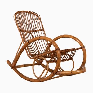 Bamboo Rocking Chair in the style of Franco Albini, Italy, 1960s
