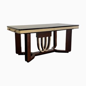 Art Deco Table in Walnut and Parcchment from Barraja, Italy, 1930s