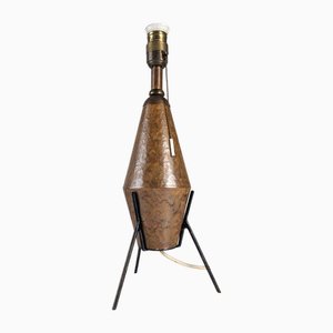 Lampada da tavolo brutalista in ceramica e ferro, anni '50