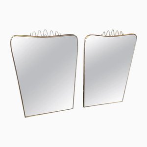 Mid-Century Modern Brass Wall Mirrors attributed to Gio Ponti, 1950s, Set of 2