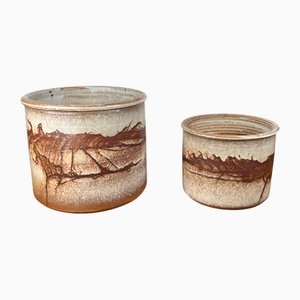 Vintage Danish Studio Pottery Planters from Aase & Leif Vange Keramik, 1988, Set of 2