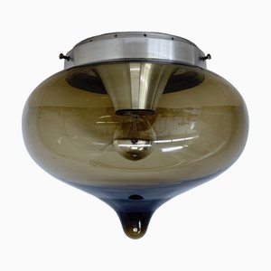 Mid-Century Modern Smoked Glass Ceiling Lamp from Dijkstra Lampen, 1970s