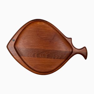 Cuenco danés Mid-Century moderno con forma de pez de teca de Digsmed, años 60